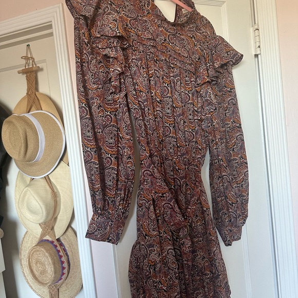 Ulla Johnson Luna Paisley Print 100% Silk Mini Dress  6 Bubble Hem - Picture 4 of 4